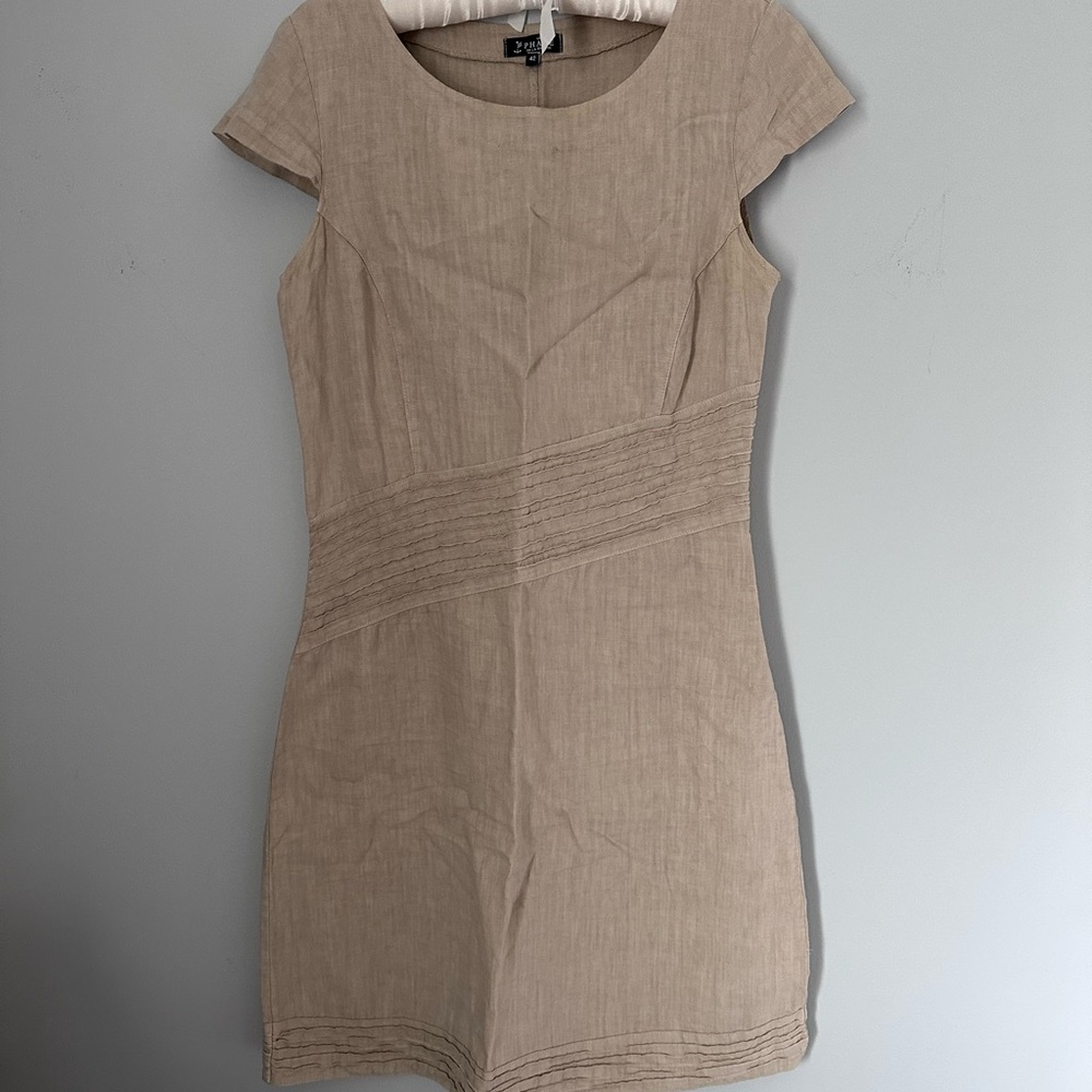 Italian Le Phare 💯 Linen Nude Beige Dress sz 42/ US size 6